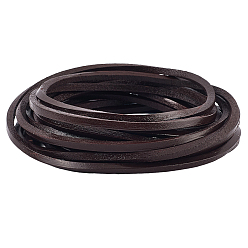 Кокосово-Коричневый 5 м коровьей кожаный шнур, кожаный шнур ювелирных изделий, ювелирные изделия diy шнур, плоский, кокосового коричневый, 4x4 мм, около 5.47 ярдов (5 м) / комплект