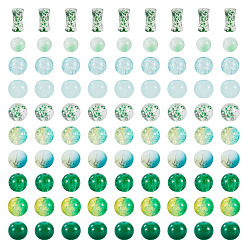 Зеленый 80g прозрачные стеклянные бусины, разнообразные, зелёные, 5.5~16x6~11.5x6.5~10.5 мм, отверстие : 1.2~1.6 мм