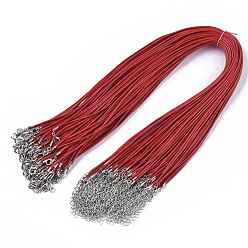 (123L) Белый крем непрозрачный блеск Воском хлопка ожерелье шнура решений, с сплава Lobster Claw застежками и конечных железными цепями, платина, огнеупорный кирпич, 44~48 см, 1.5 мм