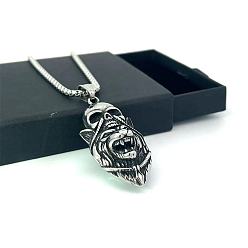 Нержавеющая Сталь Цвет Кулон в виде головы льва и черепа в европейском стиле, цепочка из титановой стали, для мужчин.