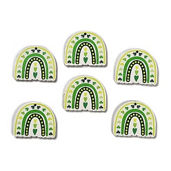 Зелено-Желтый Подвески из дерева с тематикой дня святого патрика, зеленый желтый, 33x40x3 мм, отверстие : 1.8 мм