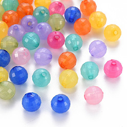 (52) Непрозрачная лаванда Прозрачные акриловые бусины, окрашенные, граненые, круглые, разноцветные, 9.5x9.5 мм, отверстие : 2 мм, Около 970 шт / 500 г
