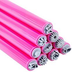 Средний Фиолетово-красный Набор ручек-штампов для нейл-арта из АБС-пластика, Инструмент для нейл-арта с различными узорами, с силиконовой ручкой, средне фиолетовый красный, 100x10 мм, 10 шт / комплект