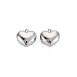Нержавеющая Сталь Цвет Не тускнеющие 304 подвески из нержавеющей стали, сердце, цвет нержавеющей стали, 10x10x6 мм, отверстие : 1.2 мм