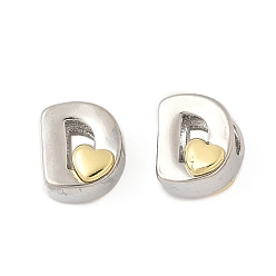 Letter D Латунные бусины, без кадмия и без свинца, платиной и золотом, Буква D, 10.5x9x7.5 мм, отверстие : 5x4 мм