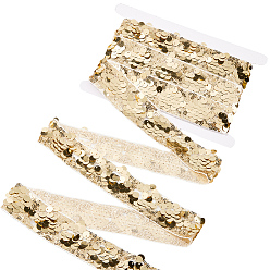 Золотистый 5ярдов отделки из полиэстера с пайетками, отделка пайетками из рыбьей чешуи, украшения костюма, плоский, золотые, 40 мм