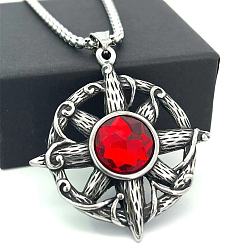 Нержавеющая Сталь Цвет Хип-хоп панк нержавеющая сталь красные ожерелья с подвеской от сглаза, цвет нержавеющей стали