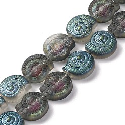 чирок Стеклянные бусины с гальваническим покрытием , с половиным покрытием цвета радуги, улитка, зелено-синие, 12.5x11.5x4.5 мм, отверстие : 1 мм, около 50 шт / нитка, 24.41 дюйм (62 см)