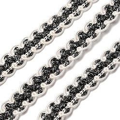 Черный Филигранная кружевная отделка из полиэстера, волнистая обрезка для украшения домашнего текстиля, чёрные, 1/2 дюйм (12 мм), около 80.00~90.00 ярдов (73.15~82.296 м) / рулон