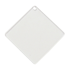 Rhombus Прозрачные акриловые заготовки подвески, ромб, 67.5x67.5x1.5 мм, отверстие : 3 мм