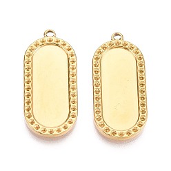 Настоящее золото 18K 304 Настройки кабошон из нержавеющей стали кулон, ионное покрытие (ip), овальные, реальный 18 k позолоченный, лоток : 23x9 мм, 30x13.5x2 мм, отверстие : 1.2~1.4 мм