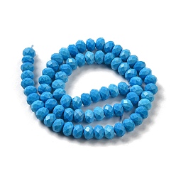 Dodger Blue Dyed Natural Howlite Beads Strands, Faceted Rondelle, Dodger Blue, 7.5~8x5.5mm, Hole: 1mm, about 72pcs/strand, 15.31 inch(38.9cm)