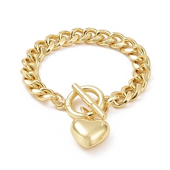 Настоящее золото 18K Латунные браслеты с цепочкой из латуни, долговечный, без кадмия и без свинца, браслет с подвеской в виде сердца для женщин, реальный 18 k позолоченный, 8-1/4x3/8 дюйм (21x0.9 см)