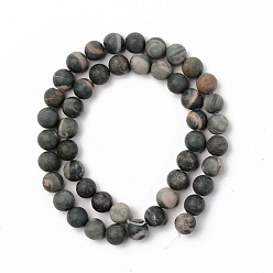 Other Jasper Natural Green Jasper Beads Strands, Frosted, Round, 8mm, Hole: 1mm, about 45~46pcs/strand, 15.16 inch(38.5cm)