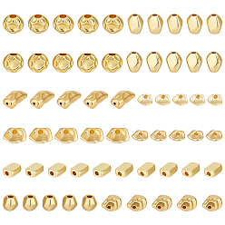 Mixed Shapes 60Pcs 12 Styles Brass Beads, Real 18K Gold Plated, Mixed Shapes, 5~10x6~8x2.5~3mm, Hole: 1.5mm, 5pcs/style