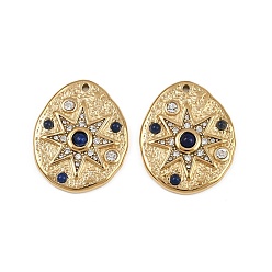 Ляпис-Лазурь 304 подвески из нержавеющей стали со стразами и окрашенным натуральным лазуритом, подвески в форме звездного яйца, реальный 14 k позолоченный, 25x20x4 мм, отверстие : 1.2 мм