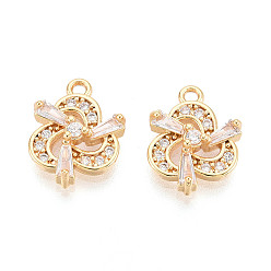 Настоящее золото 18K Латунные микро проложить кубического циркония прелести, ветряная мельница, долговечный, без никеля , реальный 18 k позолоченный, 14x11x4 мм, отверстие : 1.4~1.5 мм