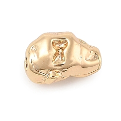 Настоящее золото 18K Самородки латунные бусины, реальный 18 k позолоченный, 8x5.5x5.5 мм, отверстие : 1.2 мм