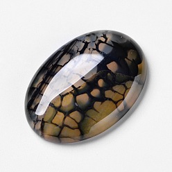 Natural Agate Natural Dragon Veins Cabochons, Flat Back, Oval, Dyed, 30x22x7.5mm