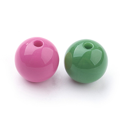 Mixed Color Opaque Acrylic Beads, Round, Mixed Color, 14mm, Hole: 3mm, about 310pcs/500g
