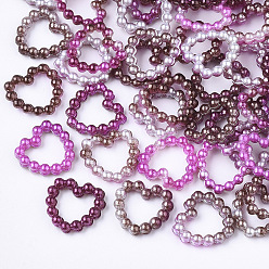 (52) Непрозрачная лаванда Радуга ABS пластик имитация жемчуга кольца, градиент русалка жемчужина, сердце, разноцветные, 11x11x2 мм, внутренняя мера: 5.5x7 мм, около 1000 шт. / пакет