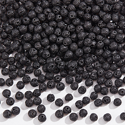 Лавовый камень 4 нити из натуральной лавы круглые бусины нити, 4 мм, отверстие : 1 мм, около 94 шт / нитка, 15.7 дюйм