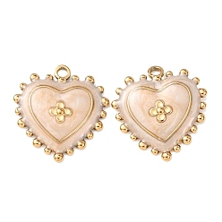 Папайя Оранжевый 304 подвески из нержавеющей стали, с эмалью, сердце прелести, реальный 18 k позолоченный, ионное покрытие (ip), papayawhip, 22.5x21x3 мм, отверстие : 2 мм