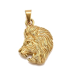 Золотой 304 подвески из нержавеющей стали, очарование льва, вакуумное покрытие pvd, золотые, 28.5x21.5x3.5 мм, отверстие : 3.5x7 мм