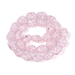 Pink Нити из бусин ручной работы в технике лэмпворк и блестящих бусинок, самородки, со цветком внутри , розовые, 13.5~15x9~11.5x9~11.5 мм, отверстие : 1~1.4 мм, около 28 шт / нитка, 14.17~15.35'' (36~39 см)