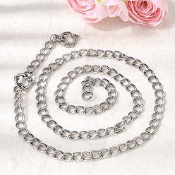 Нержавеющая Сталь Цвет 6.5мм 201 цепочки из нержавеющей стали с двойными звеньями, ожерелья унисекс, не тускнеет, цвет нержавеющей стали, 22.05 дюйм (56 см)