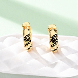 Настоящее золото 18K Серьги-кольца из латуни с микропаве из кубических цирконий, без никеля , реальный 18 k позолоченный, 16x5x18 мм