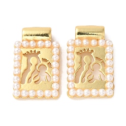 Human Подвески из латуни и акрила с жемчугом, долговечный, без кадмия и без свинца, прямоугольник амулеты, человек, 16x10x3 мм, отверстие : 1.9 мм