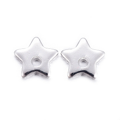Silbern Silberfarbig Edelstahl-Sterne-Charme, Silberfarbe überzogen, 6x6x1 mm, Bohrung: 1 mm