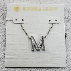 Letter M Латунные инициальные подвески-ожерелья для женщин, платина, Буква М, 15.75 дюйм (40 см)