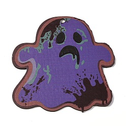 Ghost Большие деревянные подвески с принтом в стиле Хэллоуина, призрак, 89x89x2.5 мм, отверстие : 4 мм