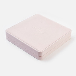 Lavender Blush Square Plastic Covered with Velvet Necklace Boxes, Lavender Blush, 19x19x3.8cm
