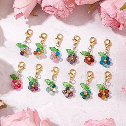 (52) Непрозрачная лаванда Подвески из натурального окрашенного и нагретого агата в виде цветка, Застежки-когти из сплава омара, подвески для украшений сумок, разноцветные, 31 мм, 12 шт / комплект