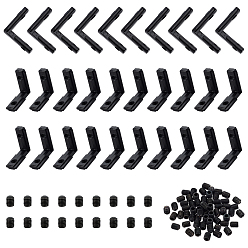 Черный 30 шт. алюминиевые L-образные угловые соединители с пазами, с 60шт. винтами из сплава, чёрные, 24.5x25.5x9 мм