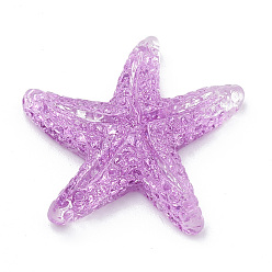 Фиолетовый Кабошоны из смолы, с блеском порошок, морская звезда / морские звезды, фиолетовые, 15~17x16~18x4~5.5 мм