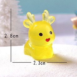 Желтый Рождественские светящиеся украшения из микропейзажа из смолы, светится в темноте, олень, желтые, 28x23 мм