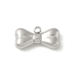 Нержавеющая Сталь Цвет 304 подвески из нержавеющей стали, очарование бантом, цвет нержавеющей стали, 9x17x4 мм, отверстие : 2 мм