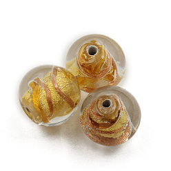 Goldenrod Czech Glass Beads, with Gold Foil, Round, Goldenrod, 12mm