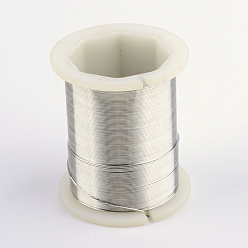Silver Round Copper Jewelry Wire, Silver, 24 Gauge, 0.5mm, about 59.05 Feet(18m)/roll