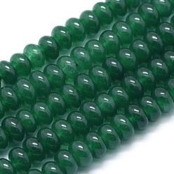 Green Natural White Jade Beads Strands, Dyed, Rondelle, Green, 8x5mm, Hole: 1mm, about 74pcs/strand, 15.15 inch(38.5cm)