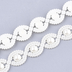 Creamy White ABS Plastic Imitation Pearl Beaded Trim Garland Strand, Great for Door Curtain, Wedding Decoration DIY Material, Creamy White, 13x3mm, 10yards/roll
