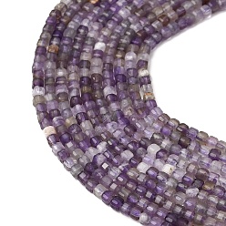 Аметист Природный аметист нитей бисера, граненые настольные бусины в форме куба, 2x2x2 мм, отверстие : 0.6 мм, около 193~194 шт / нитка, 15.28'' (38.8 см)