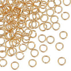 Настоящее золото 24K 100шт стойка покрытие латунь открытые соединительные кольца, долговечный, реальный 24 k позолоченный, 6x0.8 мм, 18 датчик, внутренний диаметр: 4 мм