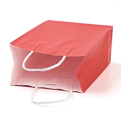 Red Pure Color Kraft Paper Bags, Gift Bags, Shopping Bags, with Paper Twine Handles, Rectangle, Red, 15x11x6cm