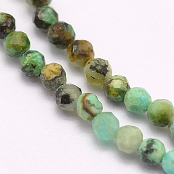 African Turquoise(Jasper) Natural African Turquoise(Jasper) Beads Strands, Faceted, Round, 3mm, Hole: 0.5mm, about 119pcs/strand, 15.7 inch(40cm)