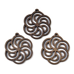 Кокосово-Коричневый Подвески из орехового дерева, цветок, кокосового коричневый, 34x29x2.5 мм, отверстие : 2 мм